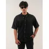 Black Short-sleeve Denim Cotton shirt