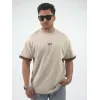 Cream Round Neck T-Shirt (Oversized Cotton Streetwear for Men)