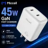 Miccell 45W GaN Technology Dual USB-C PD Power Delivery Wall Charger - White