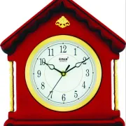 Sonam Quartz Brown Wooden House Design Analog Wall Clock-Model 1407
