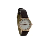 Supa  White Dial Round Watch With Brown Leather Strap For Women