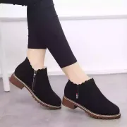 Miaoguan  New Women Martin Boots  Autumn Winter Classic Zipper Snowk Ankle Boots Suede Warm Fur Plush Women Shoes Short Boots - M16