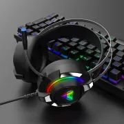 Soft head with 50 mm headphones speaker 3.5 mm and USB 2 meters wired game headphones