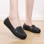 Summer Women Hollow Jelly Shoes Slip On Ballet Flats Fashion Soft Light Slides Ladies Comfortable Shoes