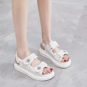 White Double Strap Velcro Flat Sandal For Women - Fashion | Women's Footwear | Sandals For Women | Shoes For Women |