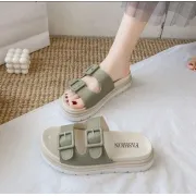 2023 New Summer Women's Sandals Stitching Surface Buckle Thick Bottom Sports Harajuku Style Beach Flat