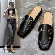 Leather Headwrap Slip On Mules Flat Heel Shoes For Women Slides Solid - Fashion | Women's Footwear | Heel For Women | Shoes For Women |