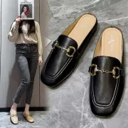 Leather Headwrap Slip On Mules Flat Heel Shoes For Women Slides Solid - Fashion | Women's Footwear | Heel For Women | Shoes For Women |