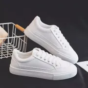 PU Leather Women Sneakers Platform Women Casual Simple Design Comfort White Flats Vulcanized Shoes - Fashion |