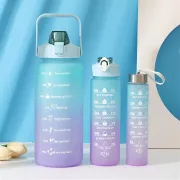 3 in 1 Motivational Sports large capacity Water Bottles (2000ml-900ml-280ml) Lock Feature & Top Lid with Times Drink for Office/Home/Sports/outdoor