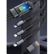 3-in-1 USB 100W Fast Charging Cable | Type-C + Lightning + Micro USB | High-Speed Data Sync | 1.2 Meter | Universal Charging Cable
