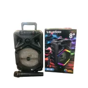 BlueSpeed BS-118 Wireless Speaker with LED Lights, Wireless Mic, USB & Memory Card Support