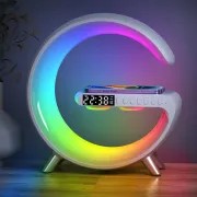 15W Wireless charging alarm clock with smart Bluetooth APP speaker, LED RGB night light, and atmosphere lamp, all in 1