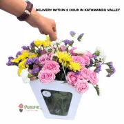 Pleasant Mix Flower Bouquet In Hand Bag