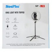 NeePho NP-L16 Stainless Steel Ring Light with Tripod, 3 Color Temperature Modes, Remote Control, 360Â° Rotation, Extendable Selfie Stick Stand
