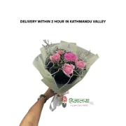 Delightful Pink Rose & Pink Gerbera Bouquet