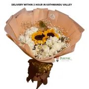 Magnificent Sunflower & White Rose Bouquet