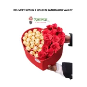 Heart Shape Chocolate & Red Rose Box
