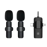 3 in 1 Mini Microphone Wireless Lavalier Microphones for iPhone, Android and Camera