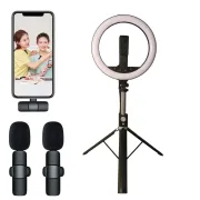 NeePho NP-L14 Ring Light & K9  Dual MIC Wireless Professional Microphone Combo