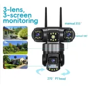 Three Lens 15 MP WiFi IP Camera HD Full Color Night Vision CCTV proCamera