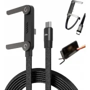 240W Ultra-Fast type c to lightening Charging Cable with Foldable Stand – 90° Elbow Braided Fast Charge Cable