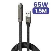 65W 2-in-1 USB-A to USB-C Fast Charging Cable with Foldable Phone Holder