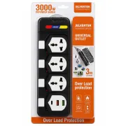 ​SILVERTEK 3000W Universal Power Strip with USB & Type-C | 4 Universal Sockets | Individual Switches | 3M Cable | Overload Protection