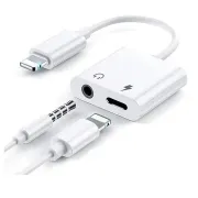 JH-026L 2 In 1 Adapter Lightning To 3.5mm Audio Call And Charge Adapter