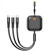 KAXINSI KU98 100W High-Speed 3-in-1 Retractable Charging Cable (1.2m)
