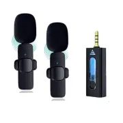 K35 3.5mm Aux Dual Receivers 2 Mics 1 Input Wireless Collar Microphone