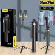NeePho NP L9 Dual Phone Holder Selfie Tripod Universal 2 Clip Adjustable Selfie Stick 1.85 Meter