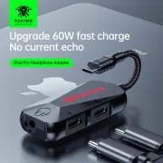 Plextone GS1 Type C PD QC 60W Fast Charge USB-C To 3.5mm Headphone Jack Adapter