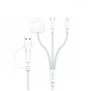 Yesplus YS878 2-in-3 Data Cable 5A Multifunctional Fast Charging Cable For Type-C, Lightning, USB-A And Watch