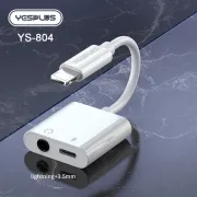 Yesplus YS 804 Lightning 2 In 1 3.5mm Charging Call And Music Plug Adapter