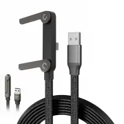 65W Braided USB-C Fast Charging Cable with Built-in 360° Foldable Metal Phone Stand
