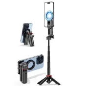 F08 Magnetic Phone Holder Mini Selfie Stick Stretchable 4-Leg Tripod Stand With Bluetooth Remote