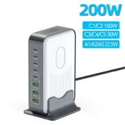 200W 6 Port PD Fast Charger For PD3.0 USB C 100W USB A 22.5W Universal For Phone Tablet Laptops