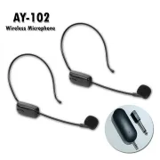 AY 102 Handheld UHF Wireless Double Microphone Headset Teaching Voice Amplifier