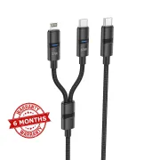Foneng XS10 1.2M 2 In 1 Metal Head Braided Cable 60W Fast Charging