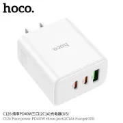 Hoco C126 Pure Power Three Port PD 40W (2C1A) Charger