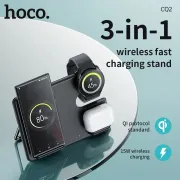 HOCO CQ2 3 In 1 Wireless Charger Stand 15W For Samsung Phones