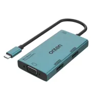 Onten M206 4K 60Hz 4 in 1 Type-C to Dual HDMI + VGA + 3.5mm Video Converter Adapter