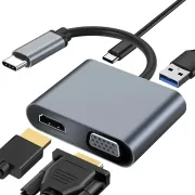USB C Hub 4 in 1 4K HDMI VGA Adapter With USB 3.0 Type-C Dongle