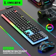 LIMEIDE GTX350 Wired Membrane Gaming Office Keyboard Mouse With Colorful Lighting 104 Keys