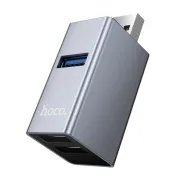 Hoco HB54 USB to USB 3.0 + USB 2.0 (x2) 3-in-1 Converter – Metal Grey