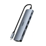 Moxom HX-HB07 7 In 1 USB 3.0 Hub With 100W PD, SD/TFF Card Reader LED Indicators