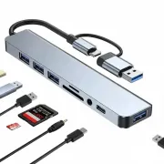 8 In 2 USB-C Hub Adapter With USB TF/SD Card Reader & 3.5mm Audio Port