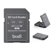 BUDI SD/TF Card Reader with SD Card Appearance Design 4 SD Slots & 8 TF Slots New Multifunctional High-Speed Memory Card Reader