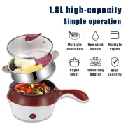 1.8L Multi-Function Electric Cooker | Adjustable Temperature Cooking Pot | 400W Mini Hot Pot